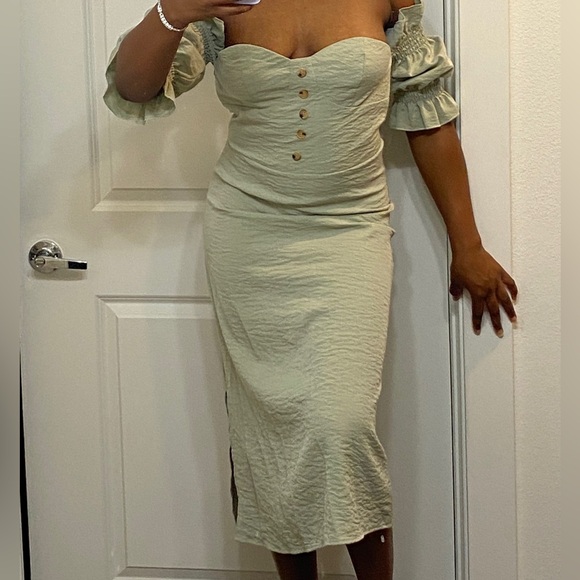 Nasty Gal Sage Midi Sweetheart Dress 👗 - Picture 1 of 9